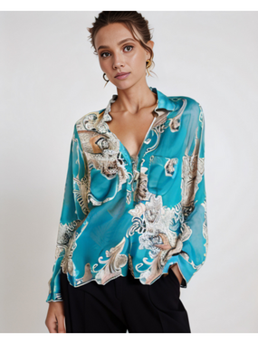 Milano Semi Sheer Long Sleeve Floral Blouse